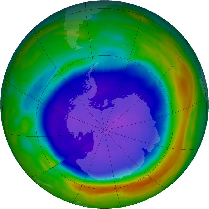 Antarctic ozone map for 24 September 1999